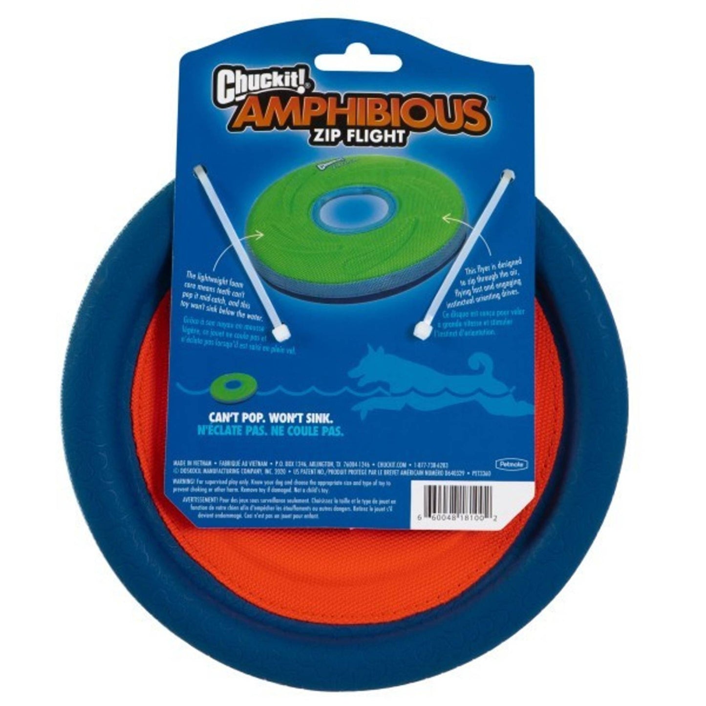 CHUCKIT! AMPHIBIOUS ZIPFLIGHT DOG TOY PRODUCT INFORMATION