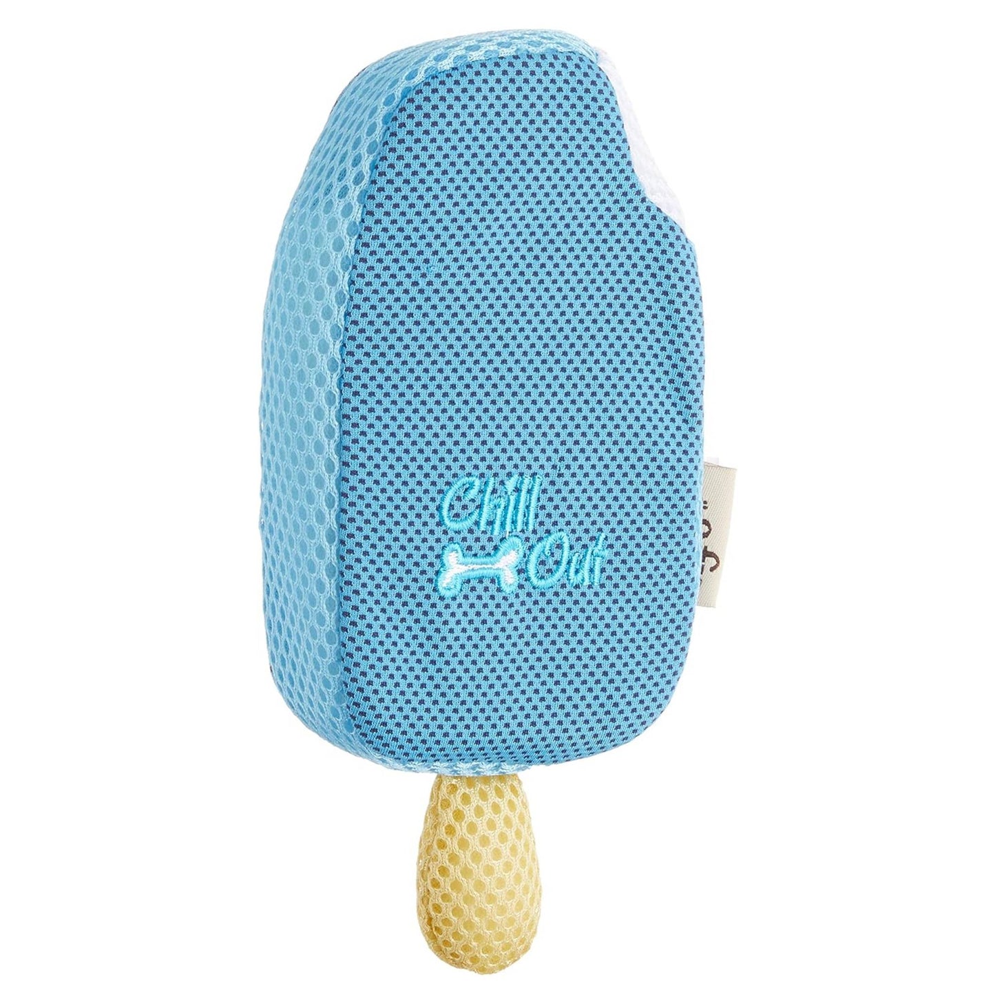 Blue cooling ice cream toy for dogs close up
