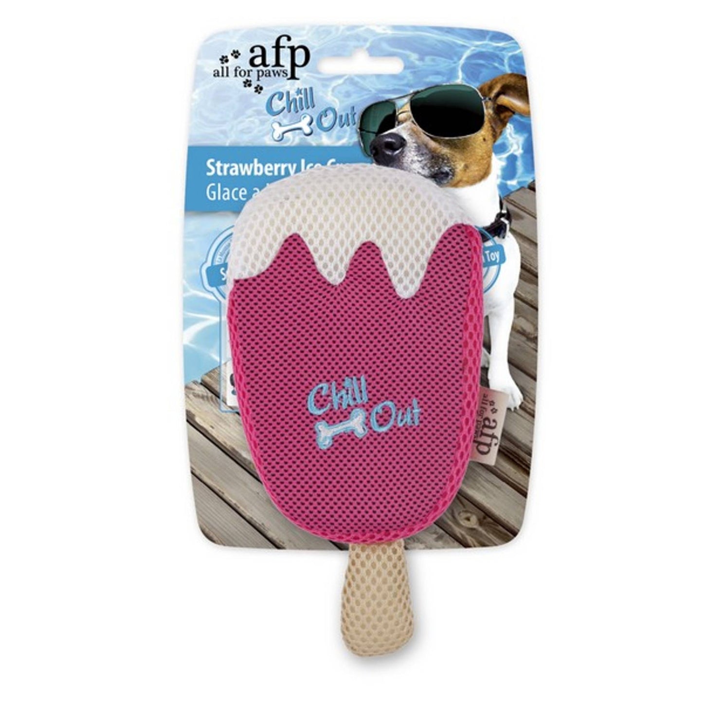 Pink cooling ice cream toy for dogs
