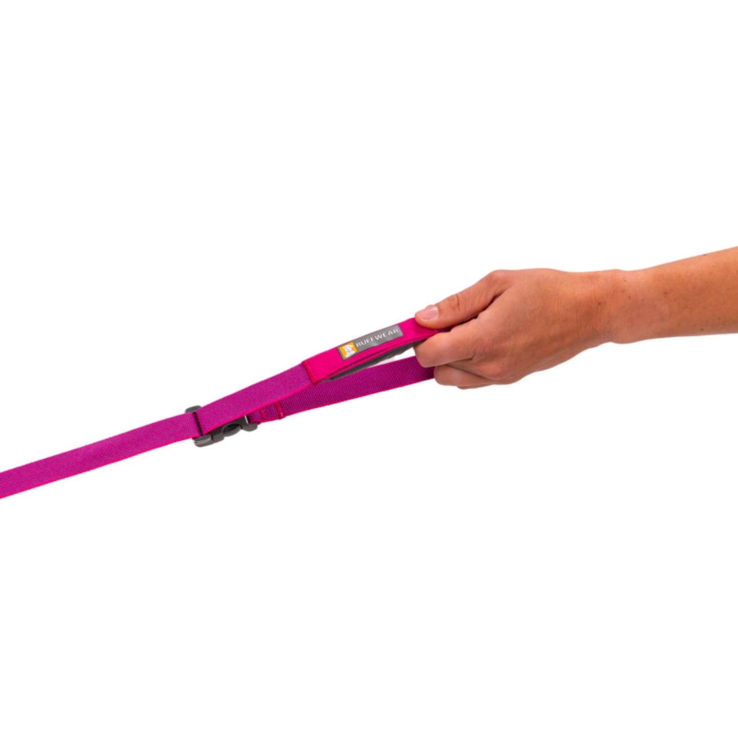 holding the handle of the flagline lead alpenglow pink
