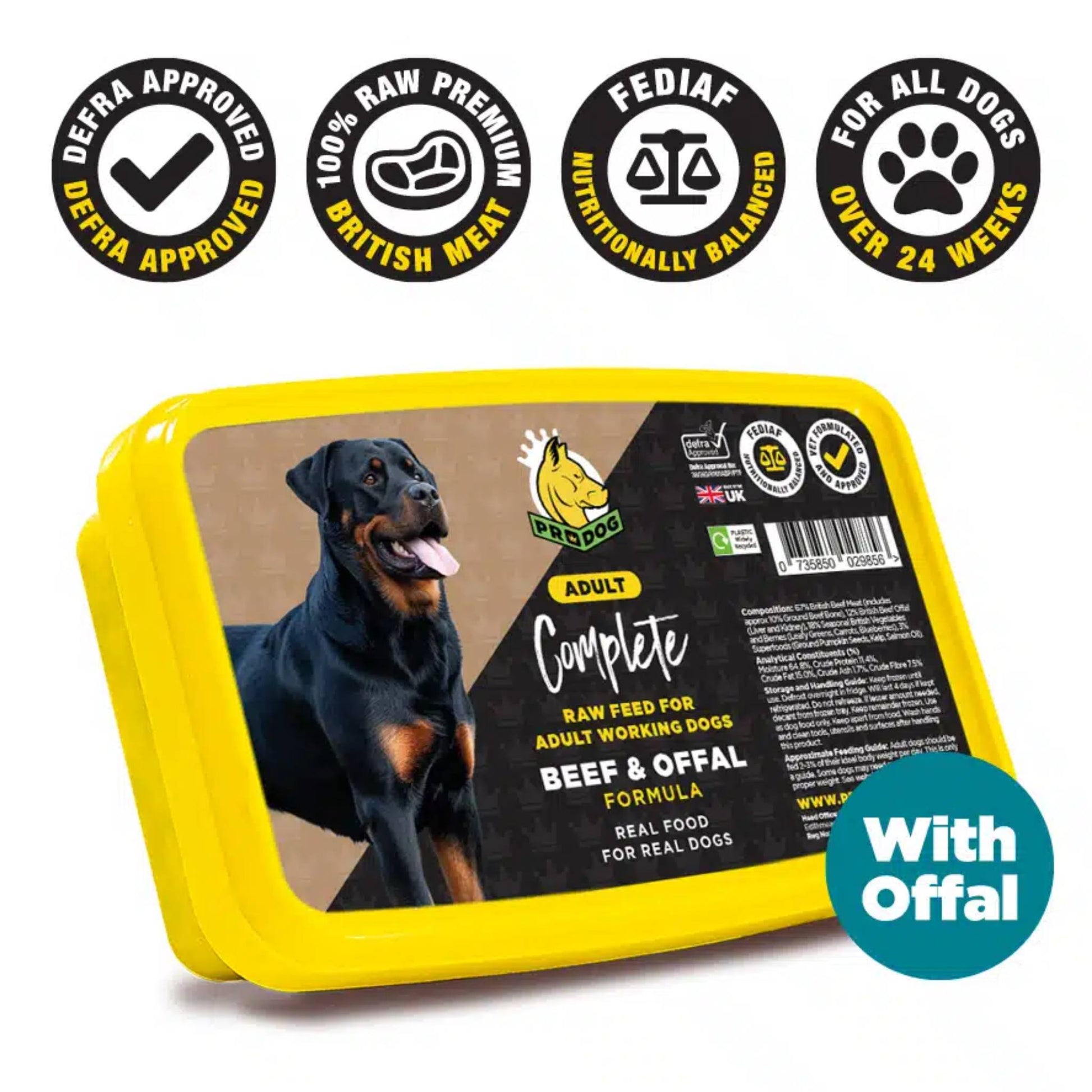 ProDog Raw Beef & Offal raw dog food info