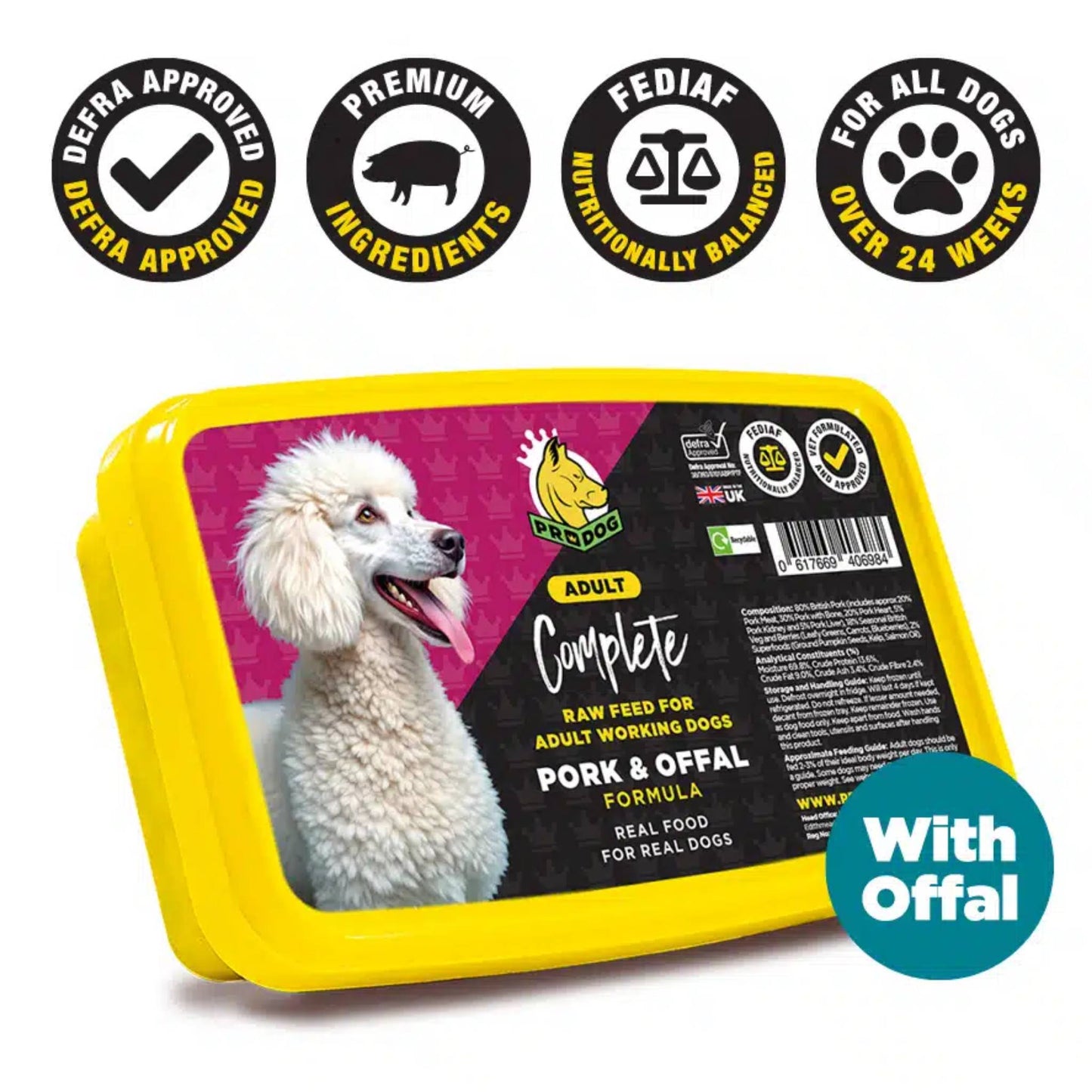 Prodog Raw Pork & Offal raw dog food info