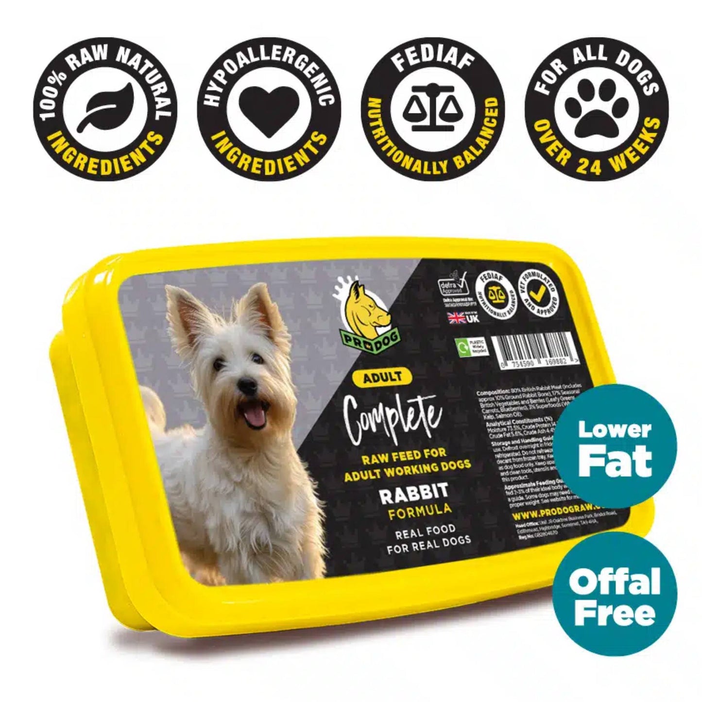 Prodog Raw Rabbit raw dog food info