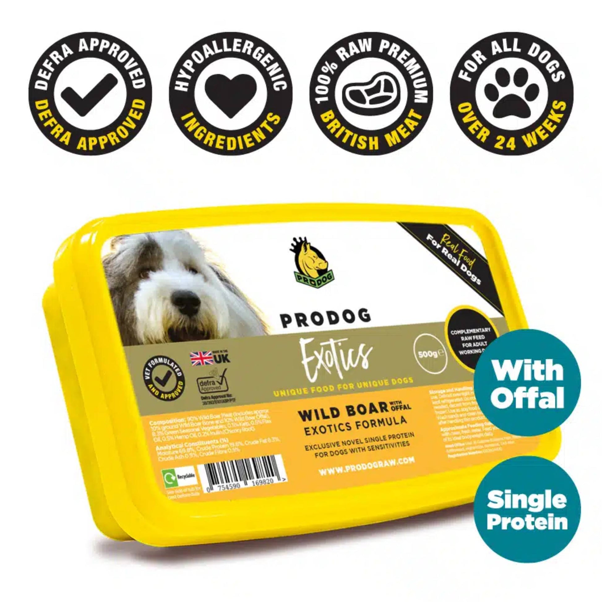 ProDog Raw Wild Boar raw dog food info