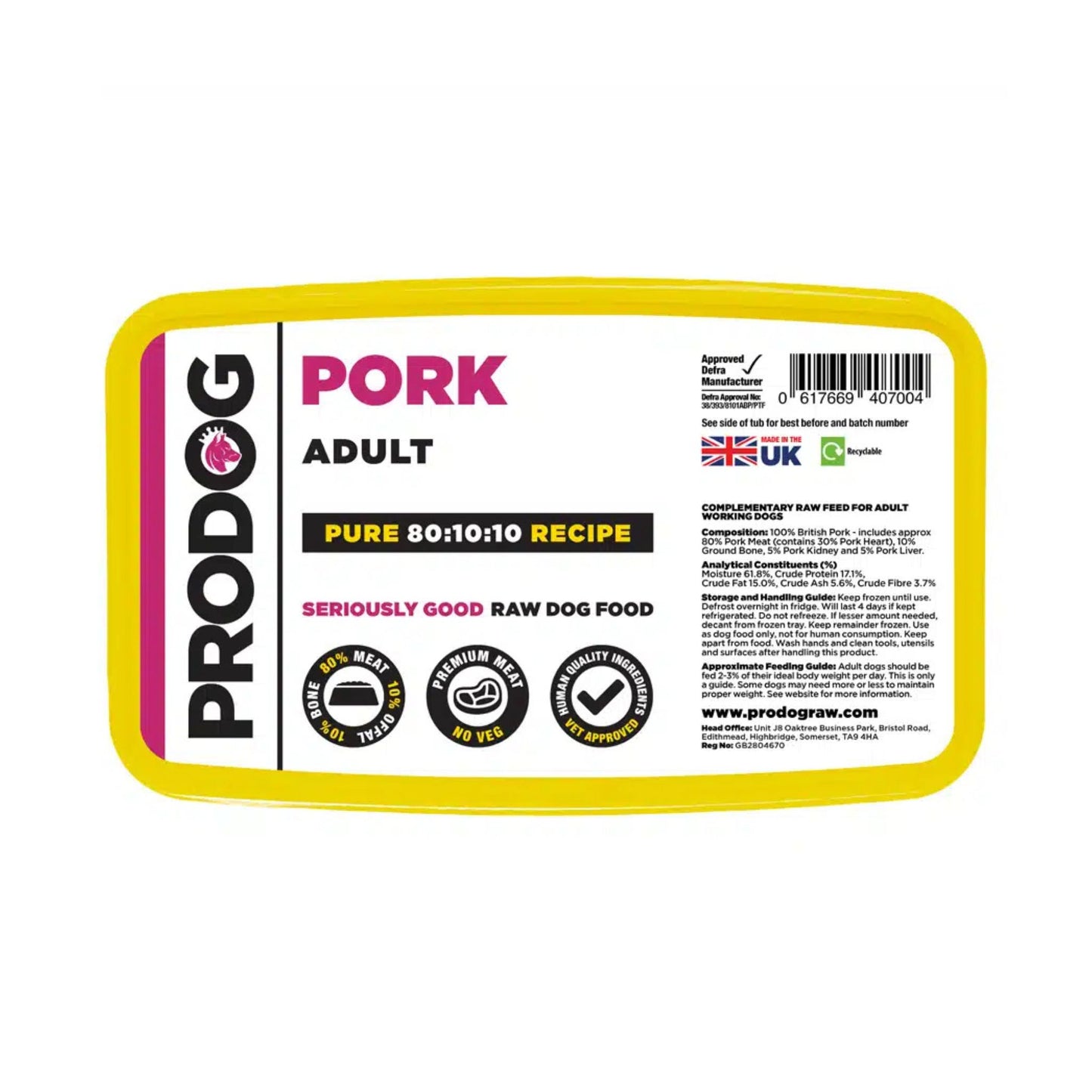 ProDog Raw Pure Pork 80/10/10