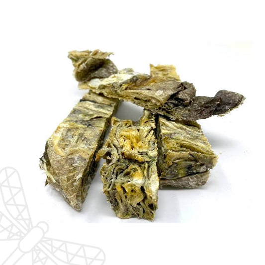 Broken fish jerky bars for dogs