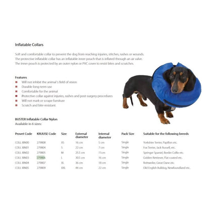 Inflatable dog collar fitting guide
