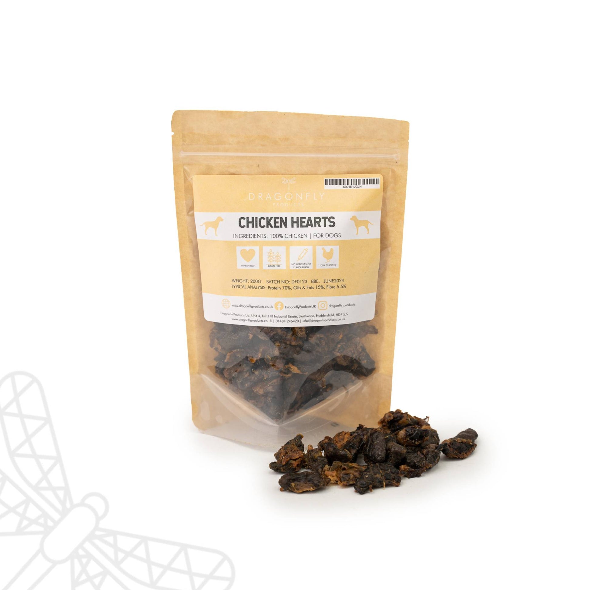Dried chicken heart dog treat