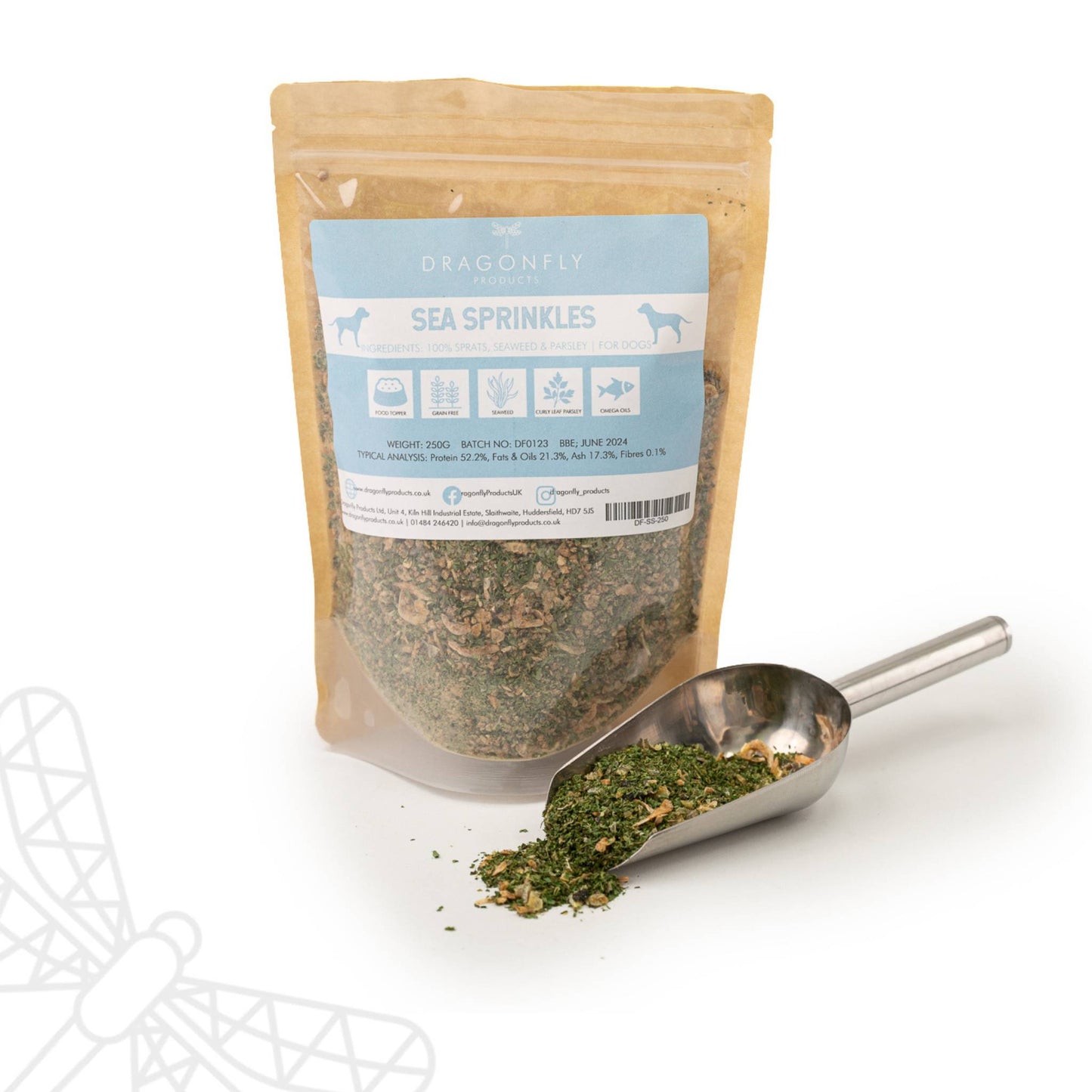 Dog food topper fish sprinkles
