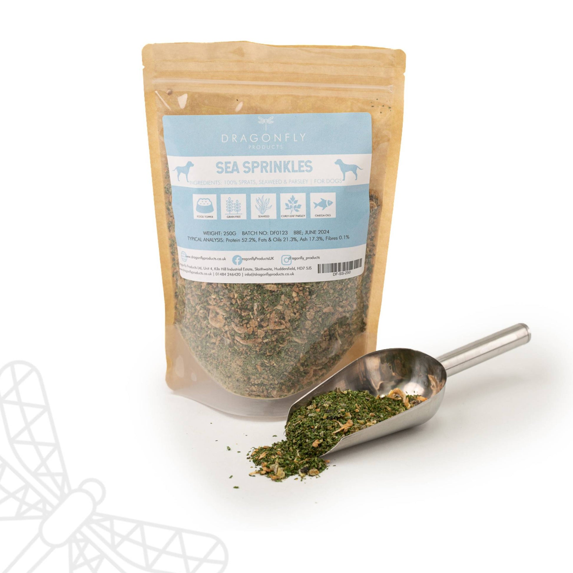 Dog food topper fish sprinkles