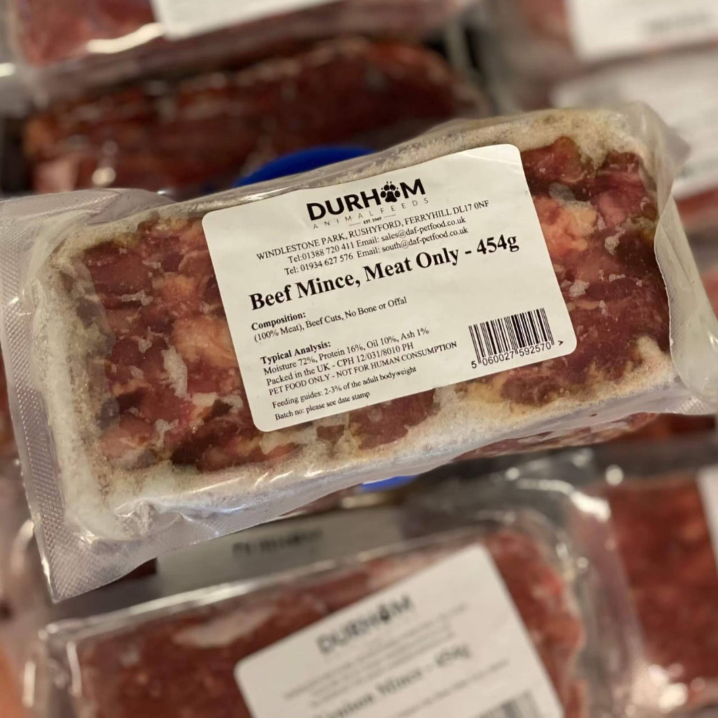 Durham Animal Feeds Beef Meat Only Mince Raw Dog Food