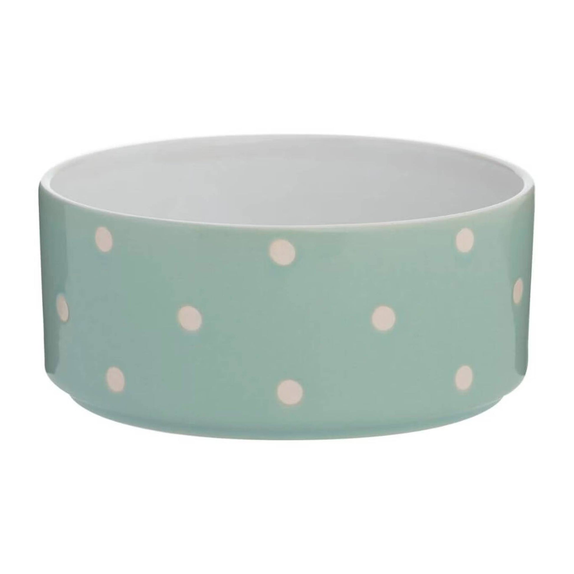 Mason Cash Polka Dot Dog Bowl Large Sage Green