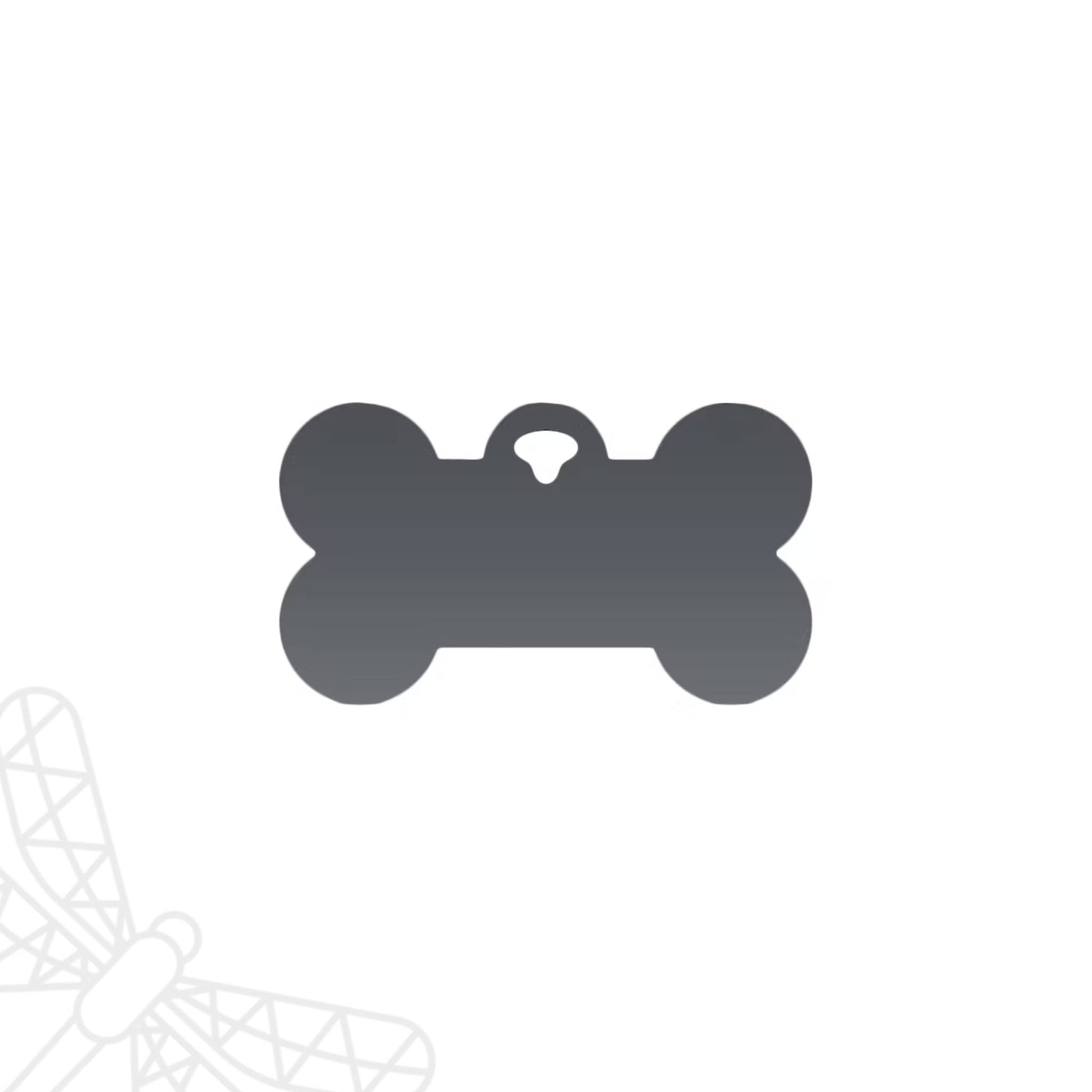 Personalised dog tag grey bone shape