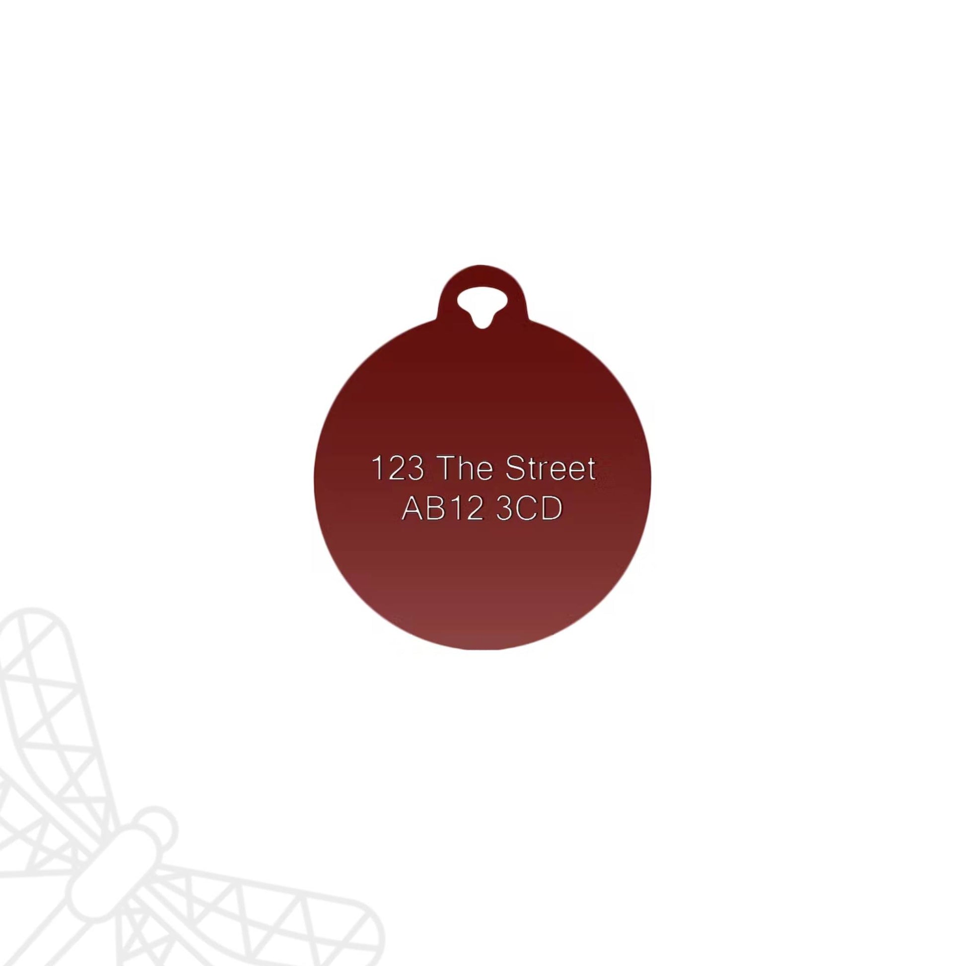 Personalised dog tag red circle disc