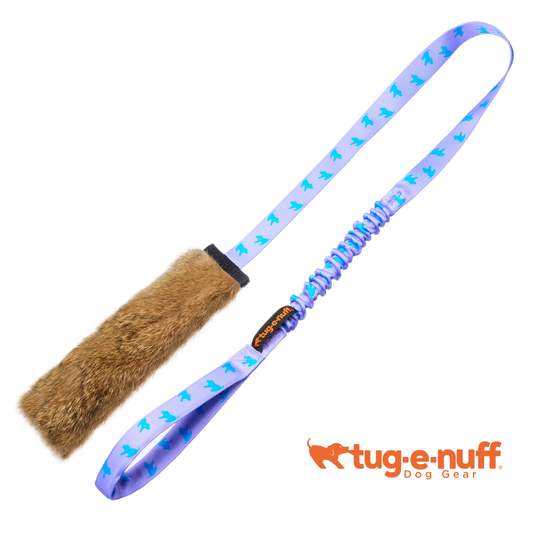 Tug-E-Nuff Rabbit Fur Squeaky Bungee Chaser Tug Toy