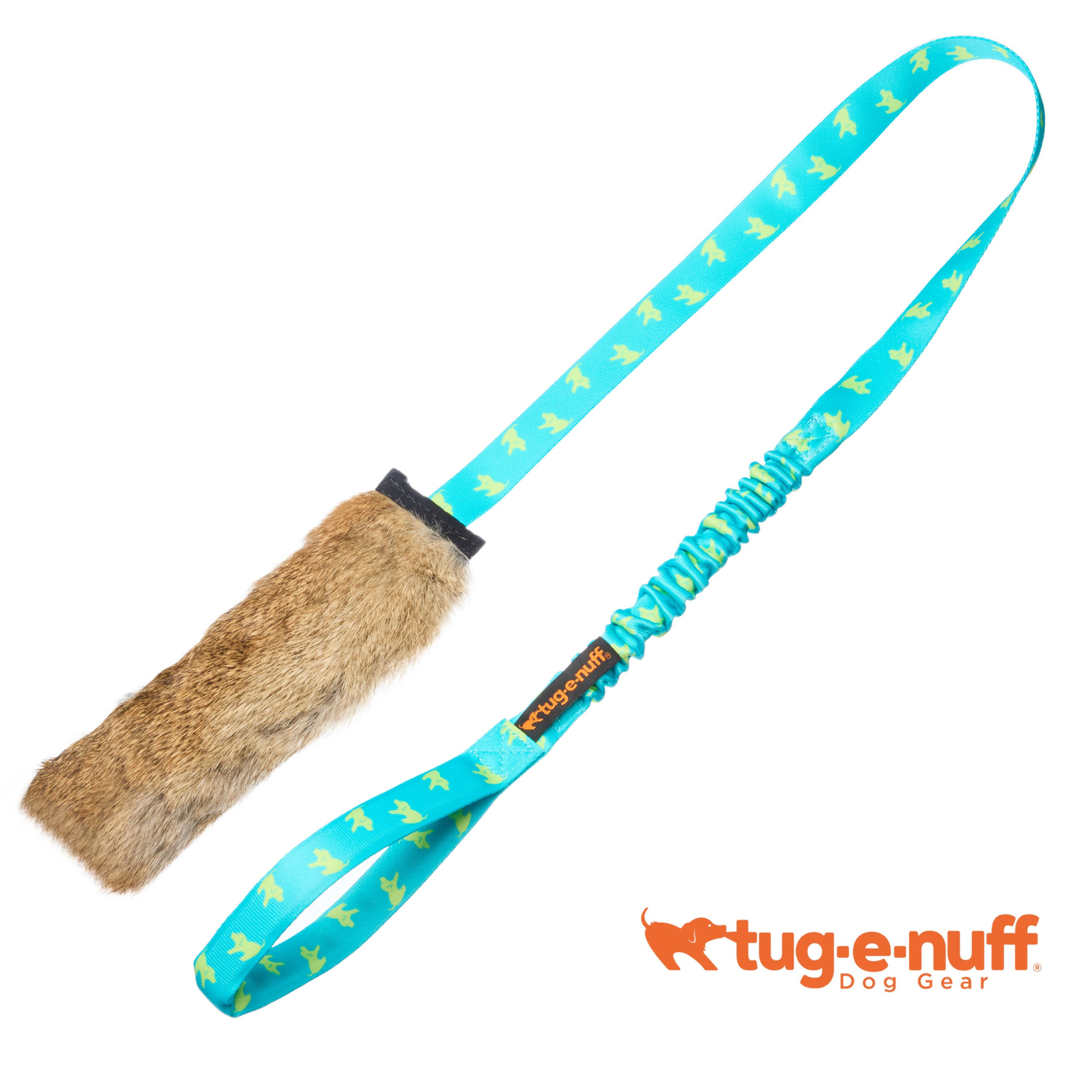 Tug-E-Nuff Rabbit Fur Squeaky Bungee Chaser Tug Toy