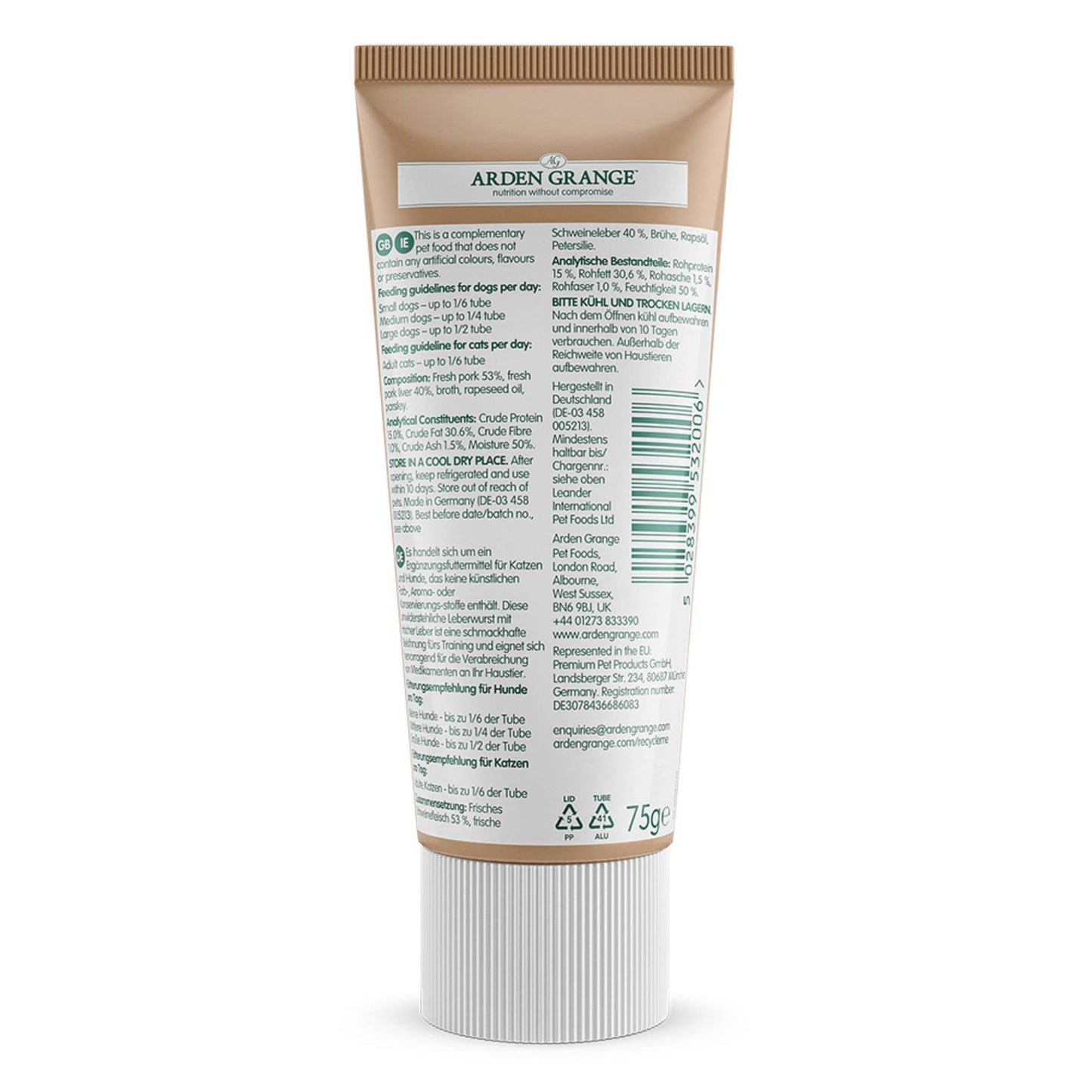 ARDEN GRANGE LIVER PASTE TUBE BACK