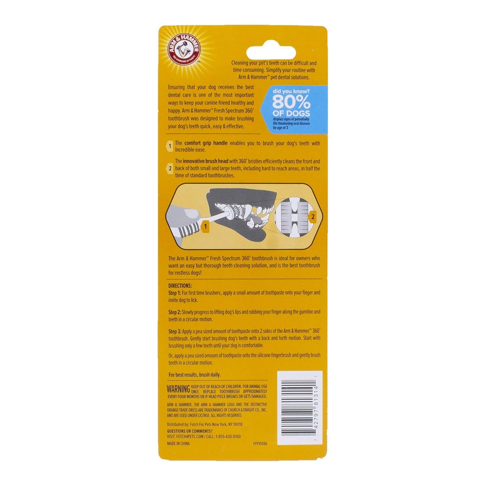 Arm and hammer toothbrush for puppies packet