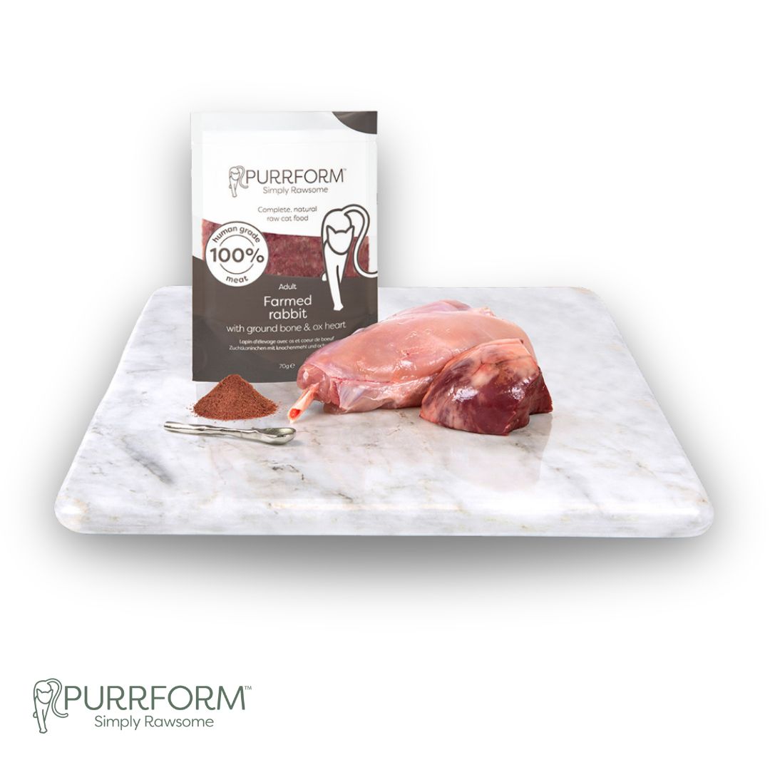 Ox Mix Rabbit PurrForm Rabbit with Ox Heart Raw Cat Food | Dragonfly Products