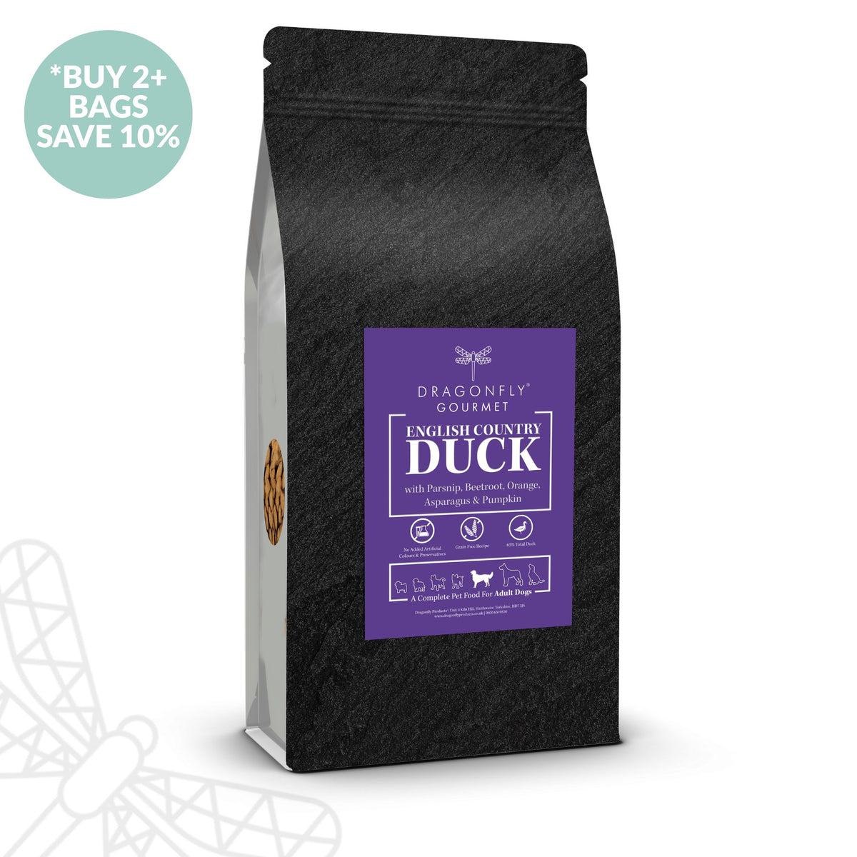 Gourmet Duck Grain Free Dry Dog Food | Dragonfly Products