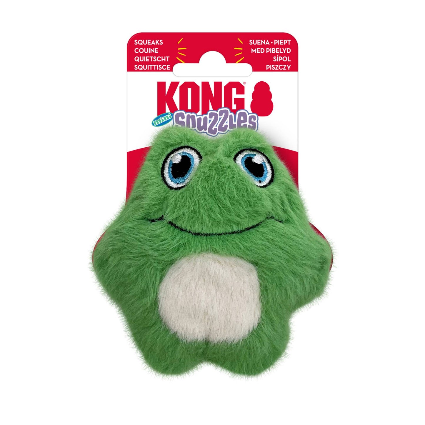 KONG SNUZZLE FROG DOG TOY AND LABEL