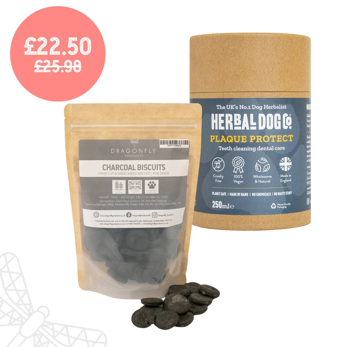 Herbal Dog Co Plaque Protect and Charcoal Biscuits Bundle