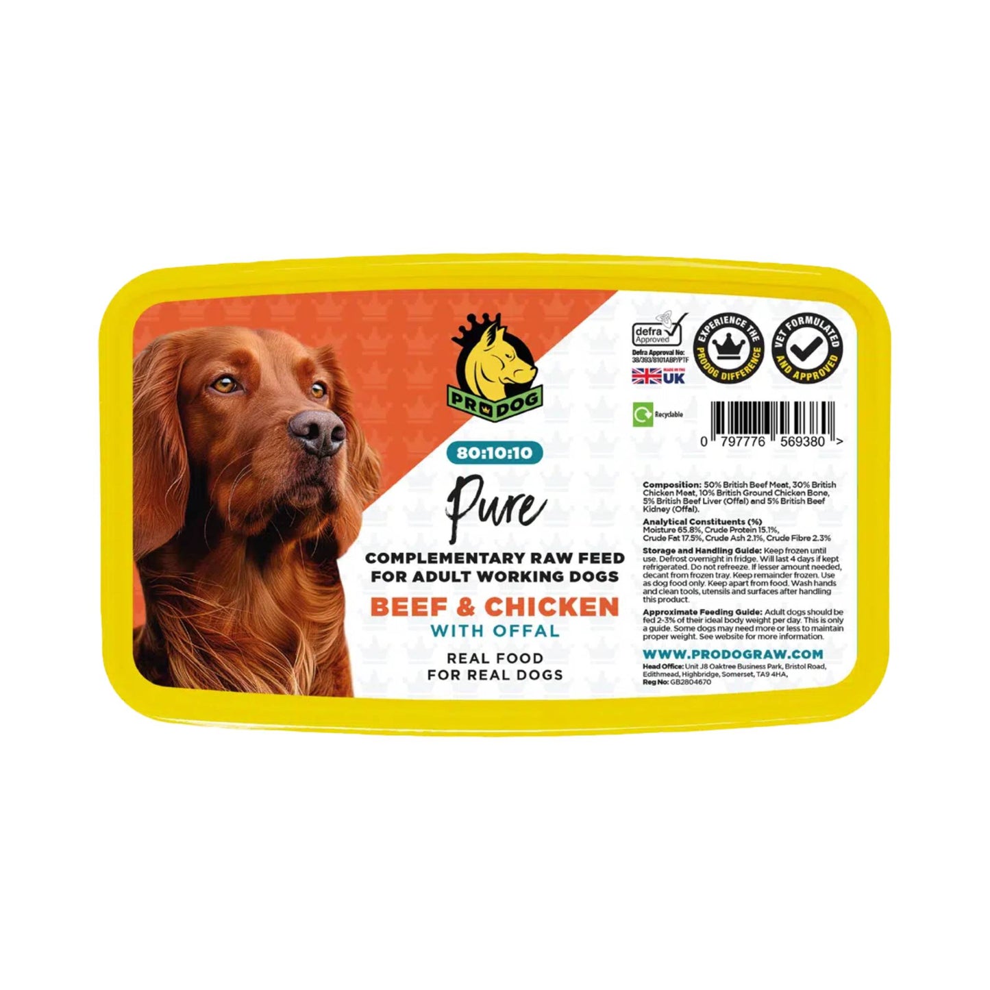 PRODOG RAW BEEF AND CHICKEN 80-10-10 DOG FOOD