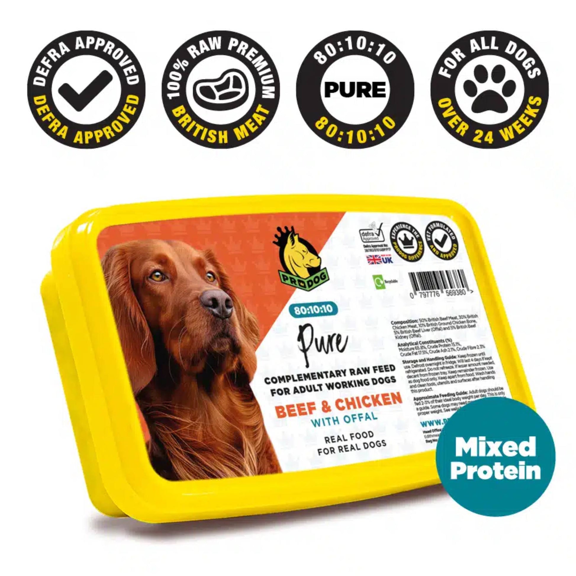 PRODOG RAW BEEF AND CHICKEN 80-10-10 DOG FOOD DATA