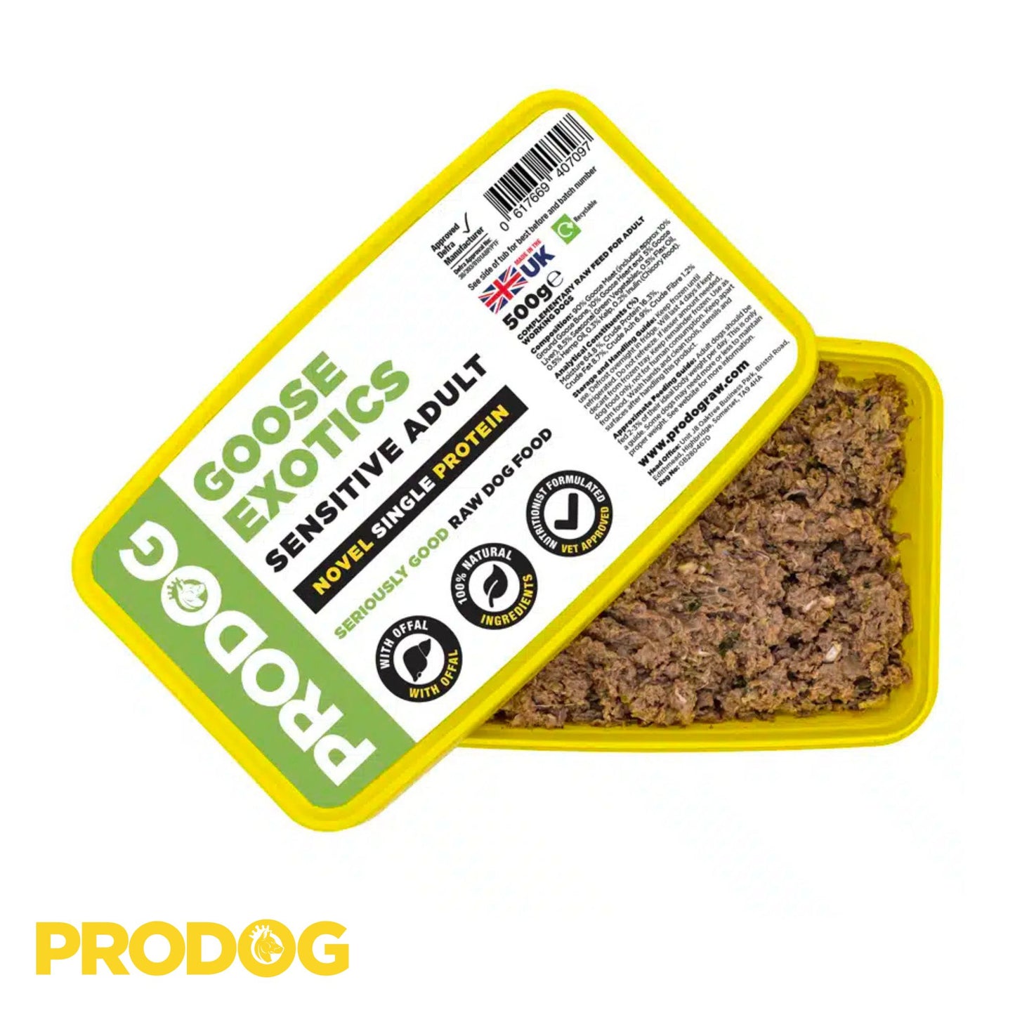 ProDog Raw Goose & Offal Exotics Complete open packaging