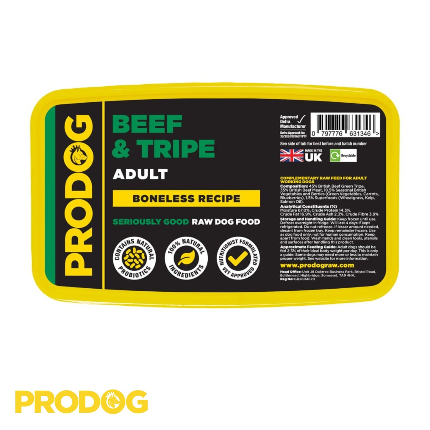 ProDog Raw Beef & Green Tripe Boneless