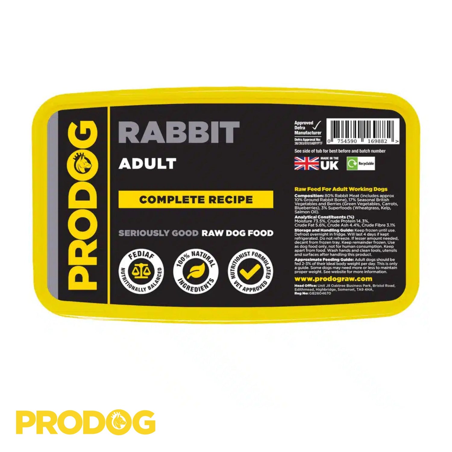 ProDog Raw Rabbit Complete dog food