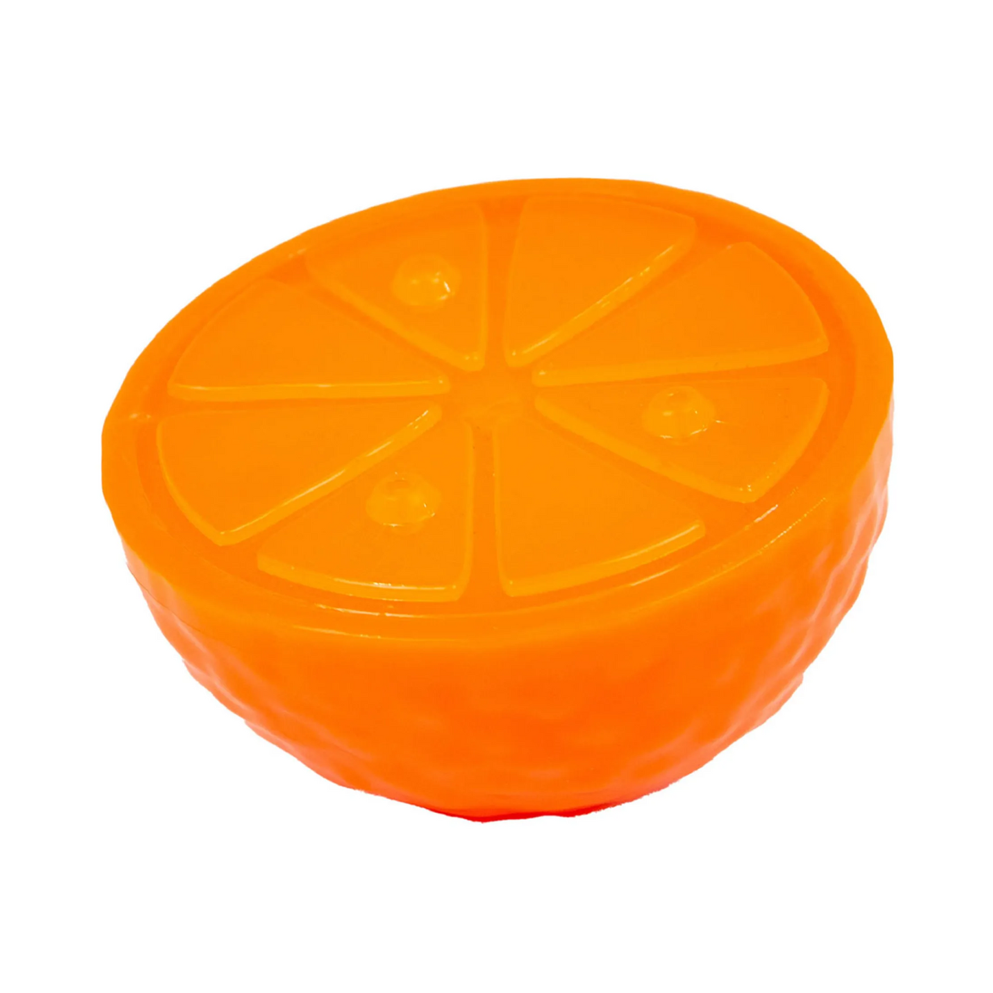 Orange shaped cooling toy for dogs