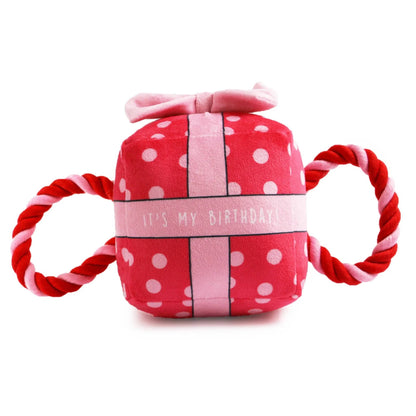 ancol pink present dog toy