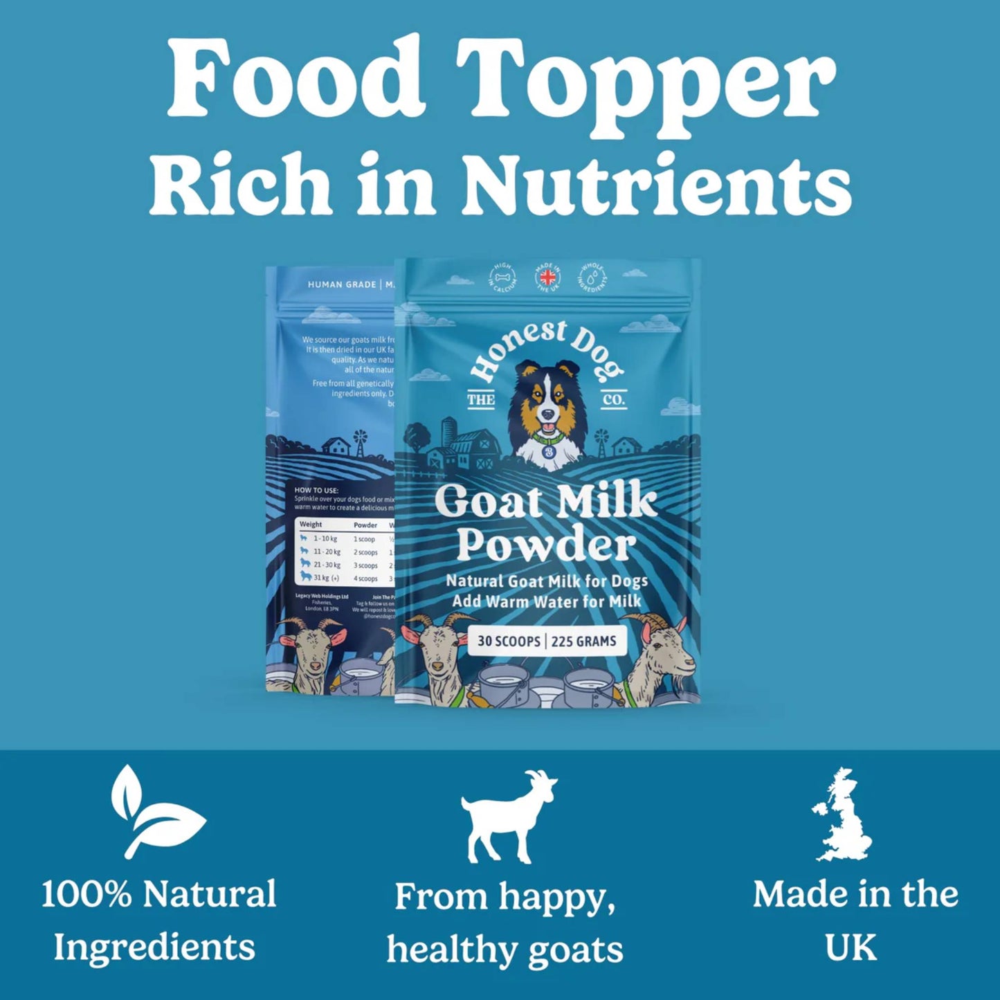 honest dog co goat milk powder packet nutrients