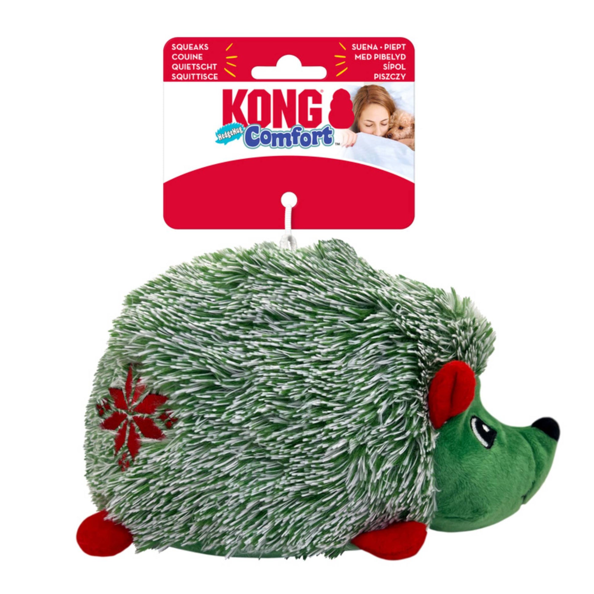 KONG CHRISTMAS GREEN HEDGEHOG DOG TOY WITH LABEL