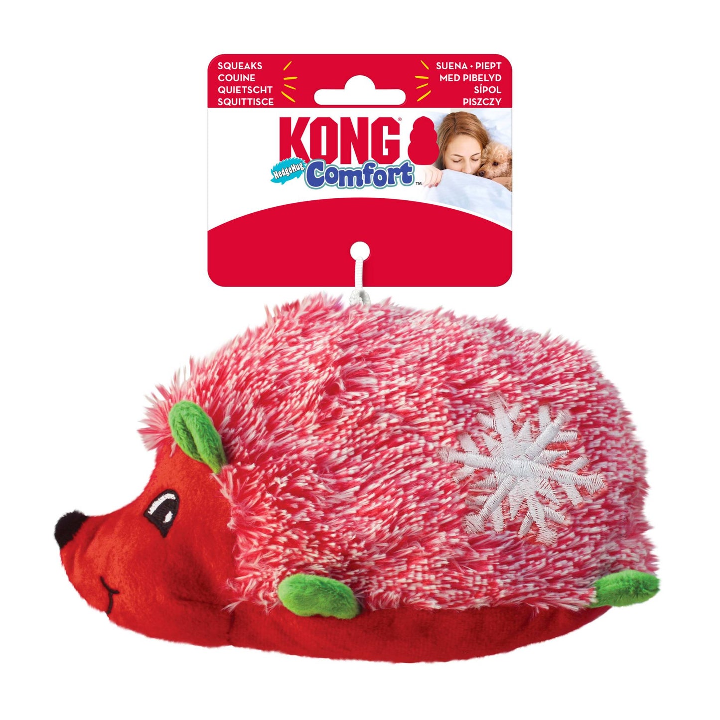 KONG CHRISTMAS PINK HEDGEHOG DOG TOY WITH LABEL