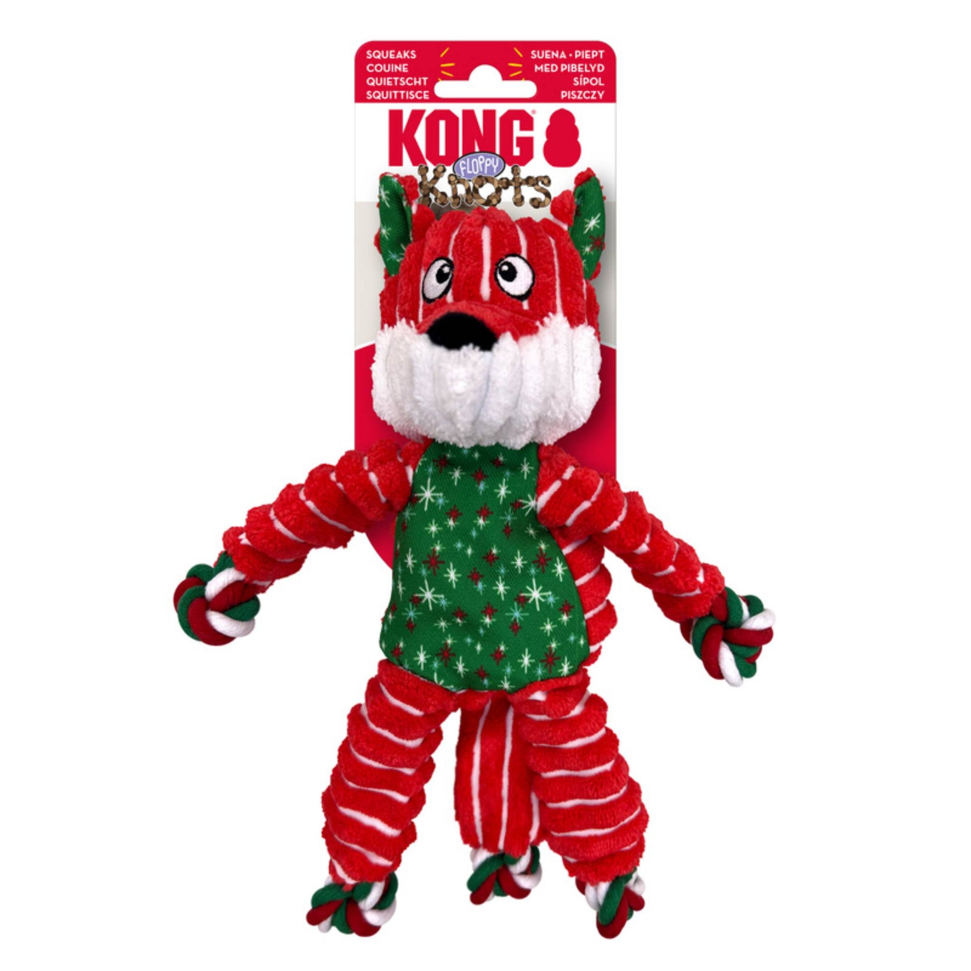 KONG CHRISTMAS FOX DOG TOY WITH LABEL