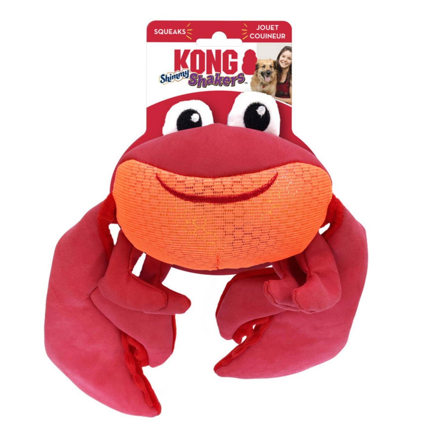 KONG shakers shimmy crab dog toy in package