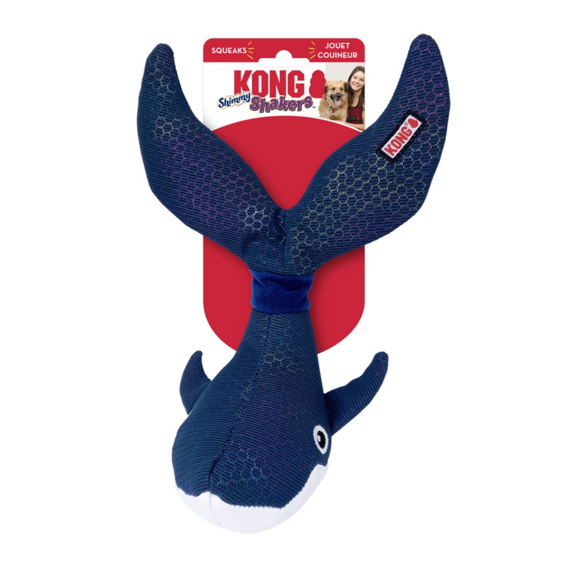 Kong shakers shimmy whale dog toy with package