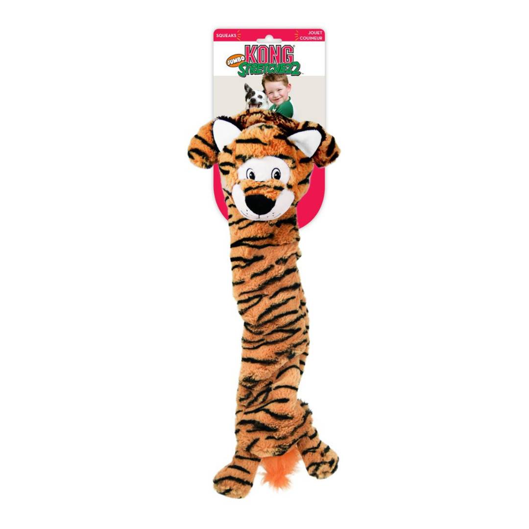 kong stretchezz jumbo tiger dog toy