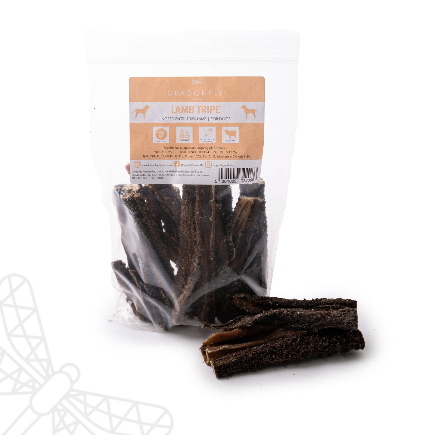 Lamb Tripe Sticks Natural Dog Treat Dragonfly Products
