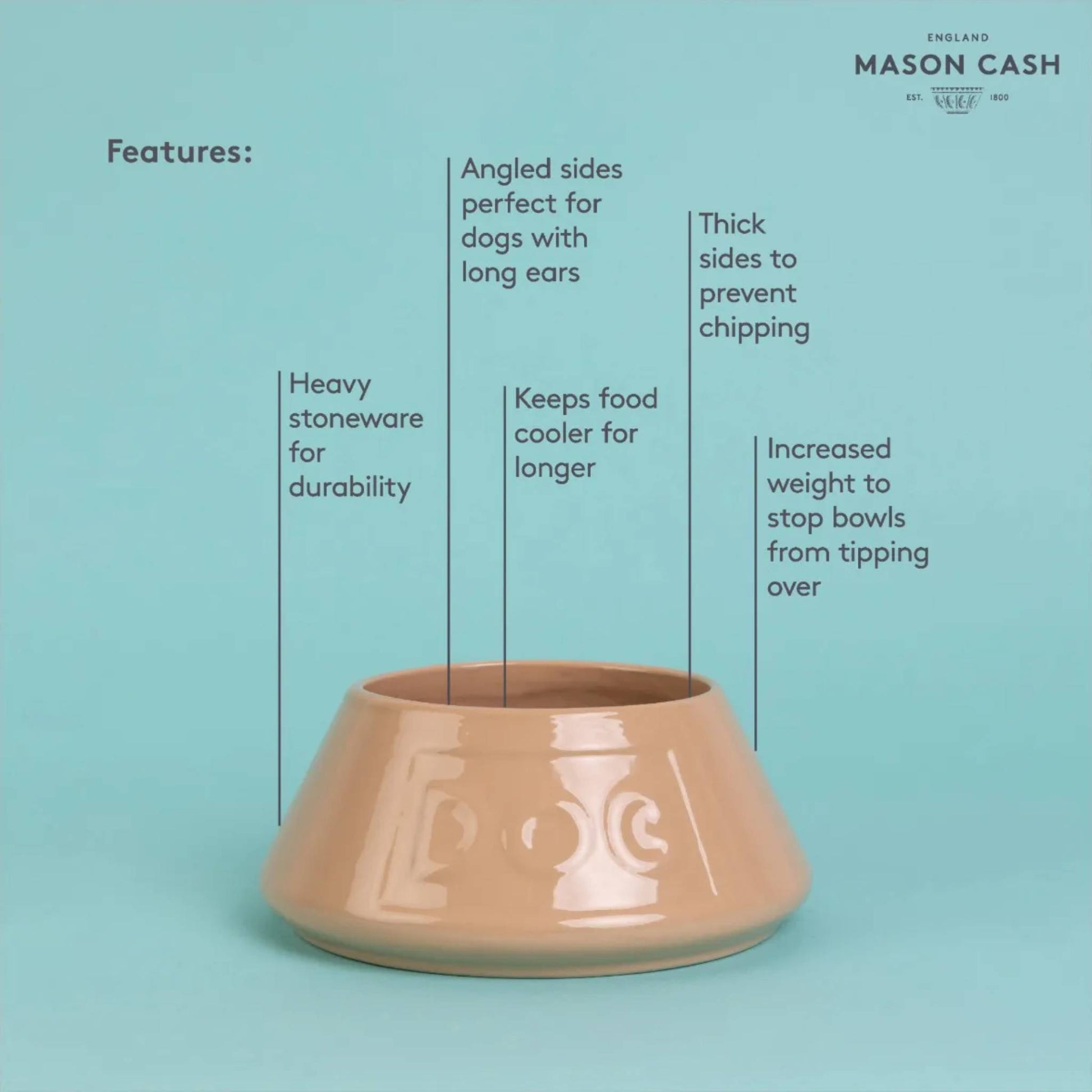 mason cash spaniel dog bowl features