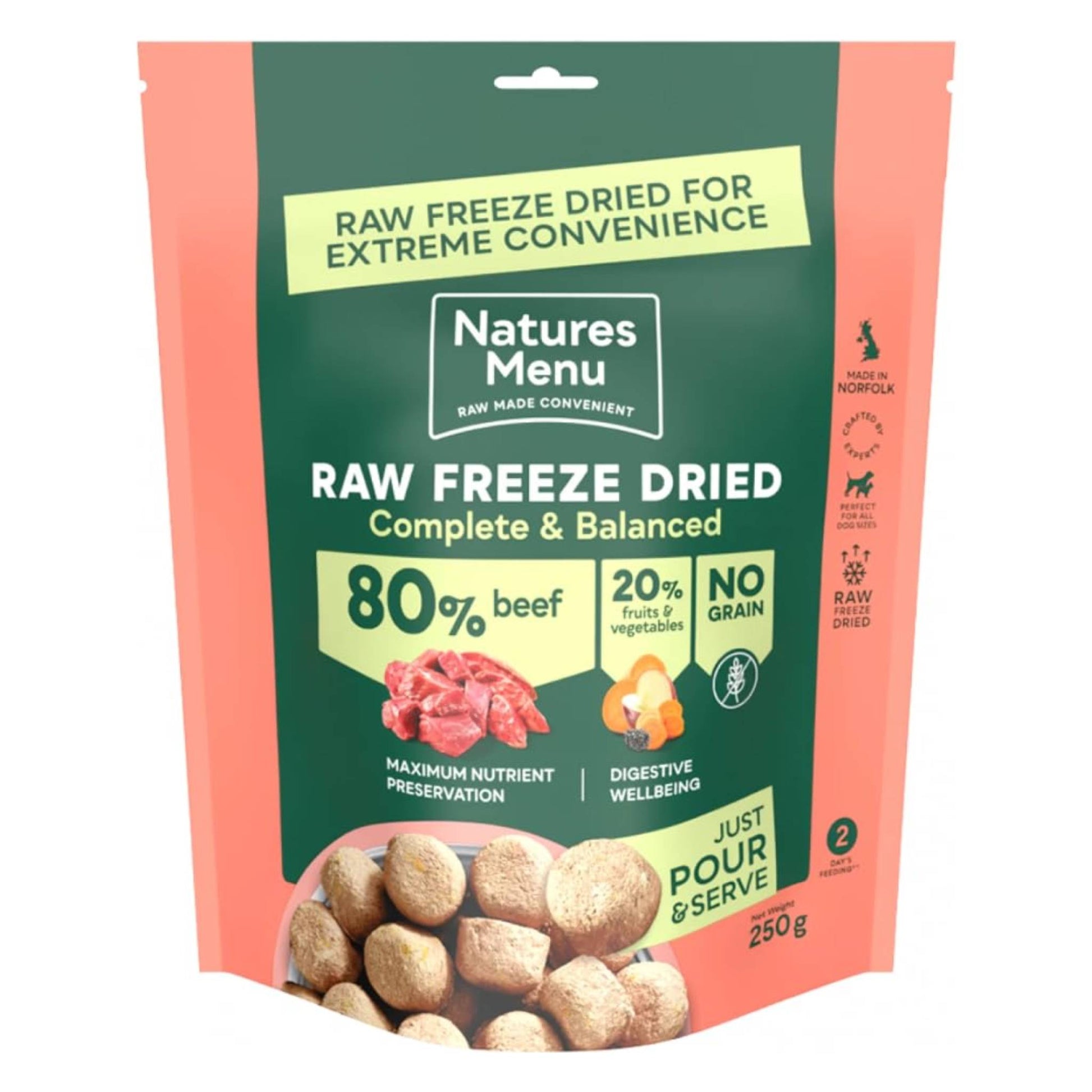 Natures Menu freeze dried raw beef front packet