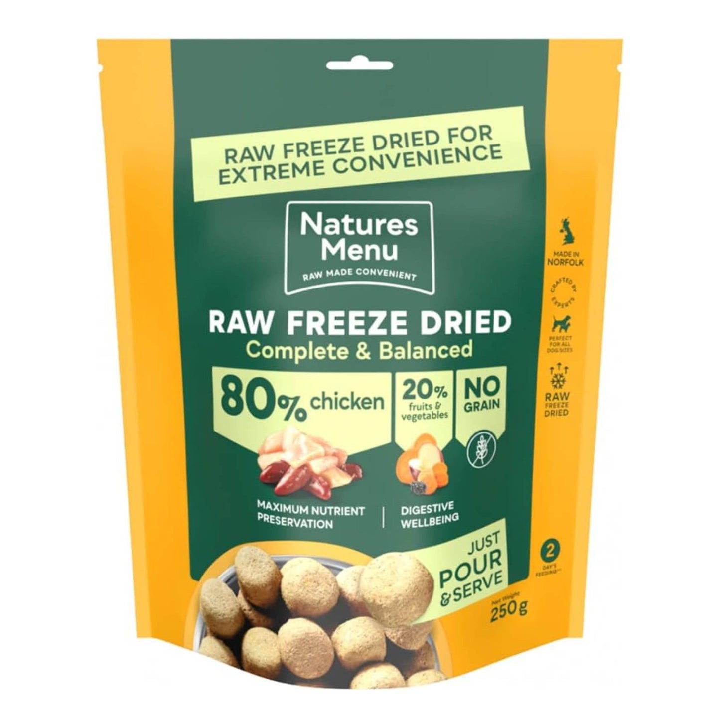 Natures Menu freeze dried raw chicken front packet