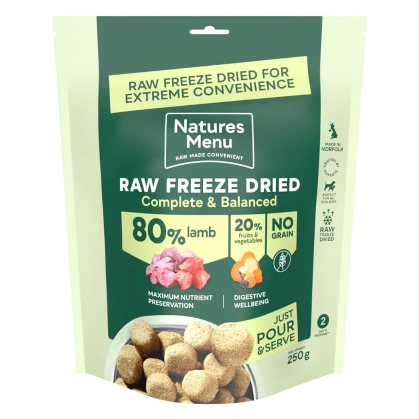 Natures Menu freeze dried raw lamb front packet