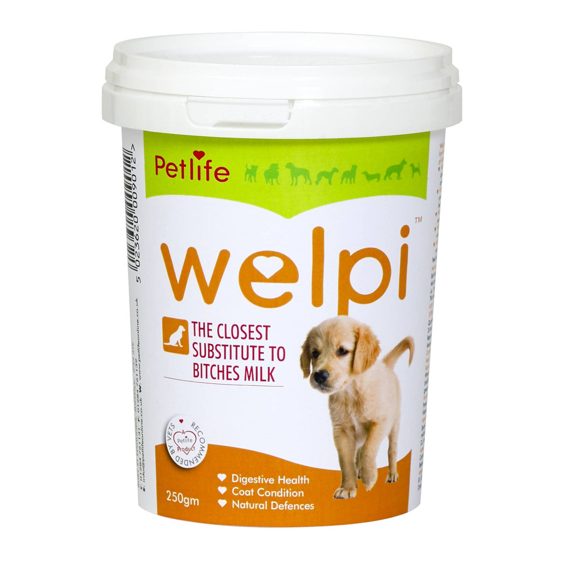 tub of welpi puppy milk