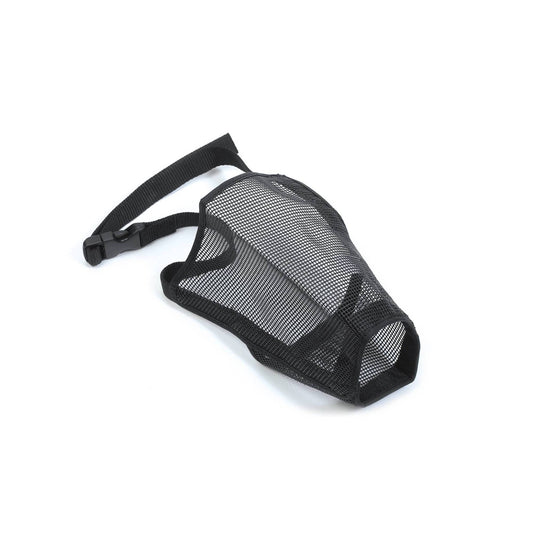 Ancol mesh muzzle for dogs. In black with adjustable clip fastening.