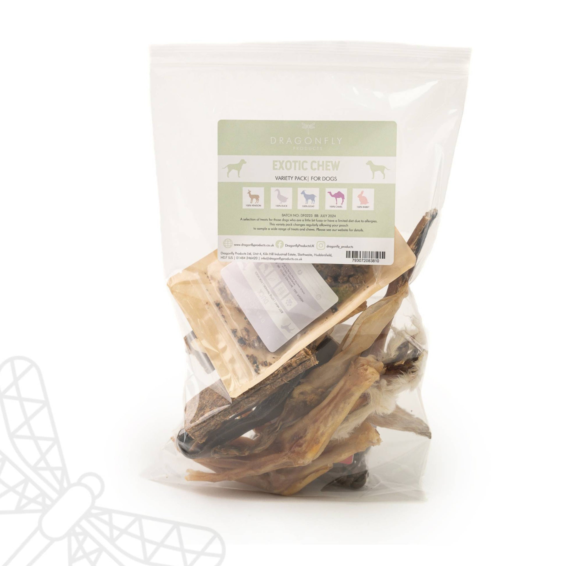 Novel protein variety pack of natural dog chews