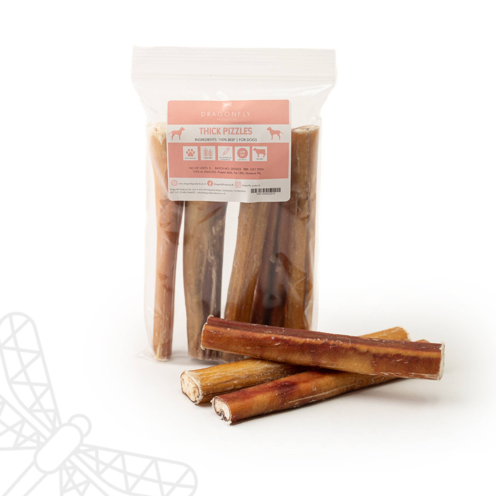 Bully Sticks for Dogs Pizzle Chew Dragonfly Products