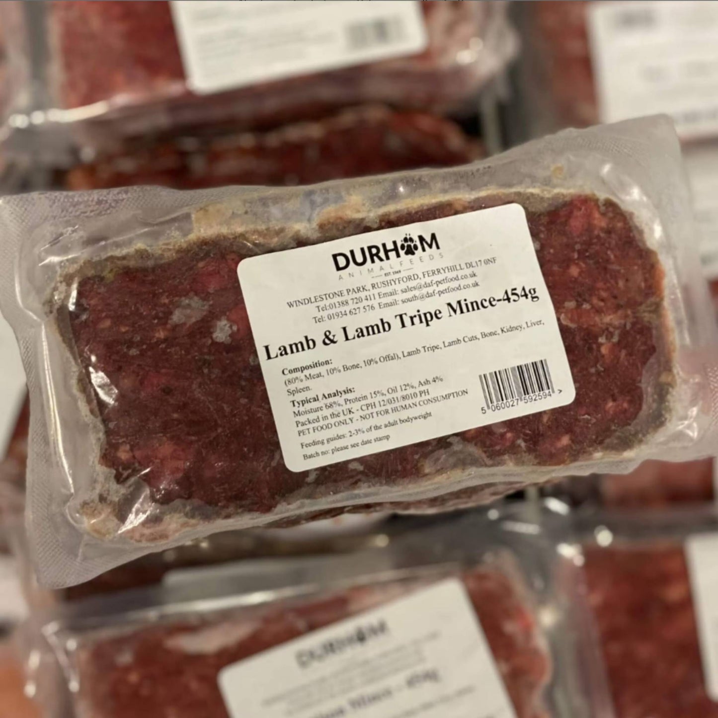 Durham Animal Feeds Lamb & Lamb Tripe Mince Raw Dog Food